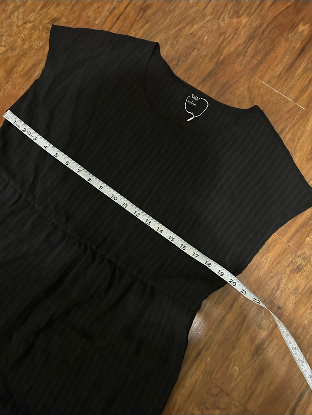Tiered Black Midi Dress Subtle Texture Little Black Casual Whimsy Goth - Picture 10 of 11